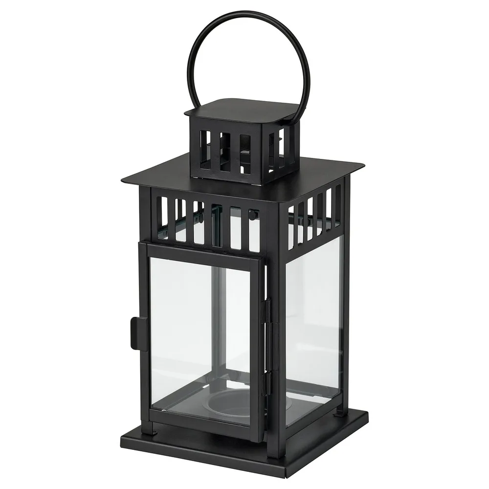 IKEA BORRBY (ИКЕА БОРРБЙ) — Фонарь, для дома/улицы, чёрный 20 см