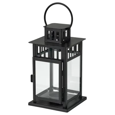 IKEA BORRBY (ИКЕА БОРРБЙ) — Фонарь, для дома/улицы, чёрный 20 см
