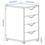 IKEA FRIIDROTT (ИКЕА ФРИИДРОТТ) — Комод на колёсиках, белый 35x56 см — фото 3