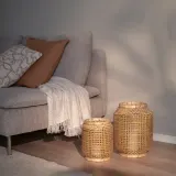 IKEA PÅVEFINK (ИКЕА ПОВЕФИНК) — Фонарь для декоративных свечей-столбиков, бамбук 25 см — фото 3