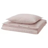 IKEA SOLFIBBLA (ИКЕА СОЛФИББЛА) — Пододеяльник и наволочка, белый/красный в полоску 150х200/50х60 см — фото 1