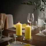 IKEA DAGLIGEN (ИКЕА ДАГЛИГЕН) — Свеча-столбик без запаха, бледно-желтый 14 см 40 ч — фото 2