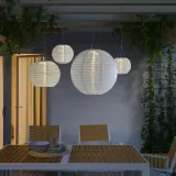 IKEA SOLVINDEN (ИКЕА СОЛВИНДЕН) — Подвесной светильник на солнечной батарее LED, для улицы/шар белый 45 см — фото 2