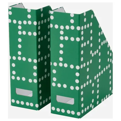 IKEA FJÄDERHARV (ИКЕА ФЙЭДЕРХАРВ) — Накопитель для бумаг, зелёный в горошек