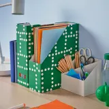 IKEA FJÄDERHARV (ИКЕА ФЙЭДЕРХАРВ) — Накопитель для бумаг, зелёный в горошек — фото 2
