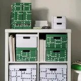 IKEA FJÄDERHARV (ИКЕА ФЙЭДЕРХАРВ) — Накопитель для бумаг, зелёный в горошек — фото 6