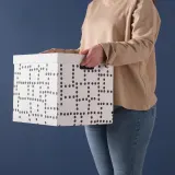 IKEA FJÄDERHARV (ИКЕА ФЙЭДЕРХАРВ) — Коробка с крышкой, белая в горошек 32х35х31 см — фото 7