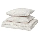 IKEA BANDKNIPPE (ИКЕА БАНДКНИППЕ) — Пододеяльник и 2 наволочки, белый/бежевый 200х200/50х60 см — фото 1
