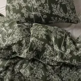 IKEA DAGGBJÖRNBÄR (ИКЕА ДАГГБЙЁРНБЭР) — Пододеяльник и 2 наволочки, тёмно-зелёный, цветочный узор 200x200/50x60 см — фото 2