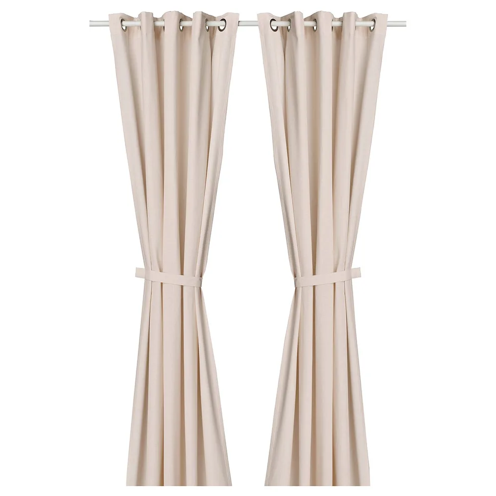 IKEA LENDA (ИКЕА ЛЕНДА) — Штора с завязками, 2 шт., светло-розовый 140x300 см