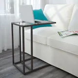 IKEA VITTSJÖ (ИКЕА ВИТТШЁ) - Стол для ноутбука - чёрно-коричневый/стекло 35х65 см — фото 4
