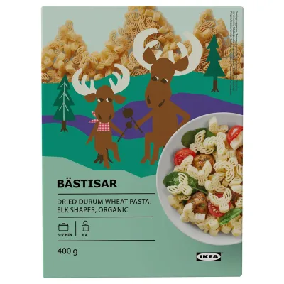 IKEA BÄSTISAR  (ИКЕА БЭСТИСАР)  -  Макароны органические, в форме лося 400 г