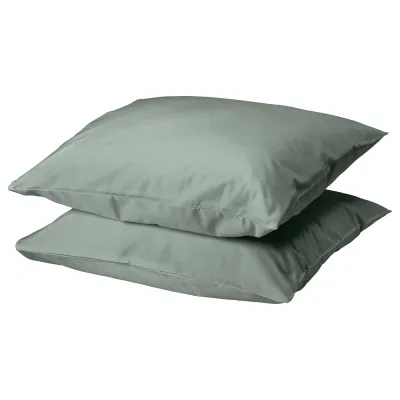 IKEA DVALA (ИКЕА ДВАЛА) — Наволочка, серо-зелёный 50x60 см, 2 шт.