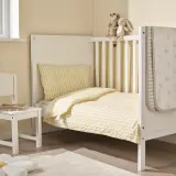 IKEA LEN (ИКЕА ЛЕН) — Пододеяльник и наволочка для кроватки, белый/жёлтый, полоска «кора» 110x125/35x55 см — фото 3
