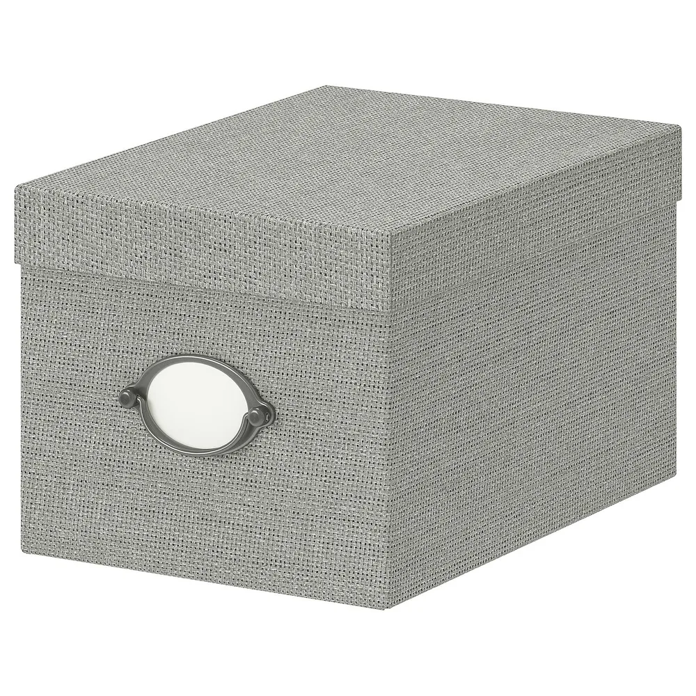IKEA KVARNVIK (ИКЕА КВАРНВИК) — Коробка с крышкой, серый 18х25х15 см