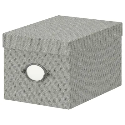 IKEA KVARNVIK (ИКЕА КВАРНВИК) — Коробка с крышкой, серый 18х25х15 см