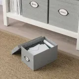 IKEA KVARNVIK (ИКЕА КВАРНВИК) — Коробка с крышкой, серый 18х25х15 см — фото 2