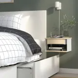 IKEA STOMSÖ (ИКЕА СТОМСЁ) — Столик прикроватный настенный, имитация берёзы белый/синий 36x29x20 см — фото 2