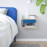 IKEA STOMSÖ (ИКЕА СТОМСЁ) — Столик прикроватный настенный, имитация берёзы белый/синий 36x29x20 см — фото 3