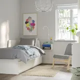 IKEA STOMSÖ (ИКЕА СТОМСЁ) — Столик прикроватный настенный, имитация берёзы белый/синий 36x29x20 см — фото 8
