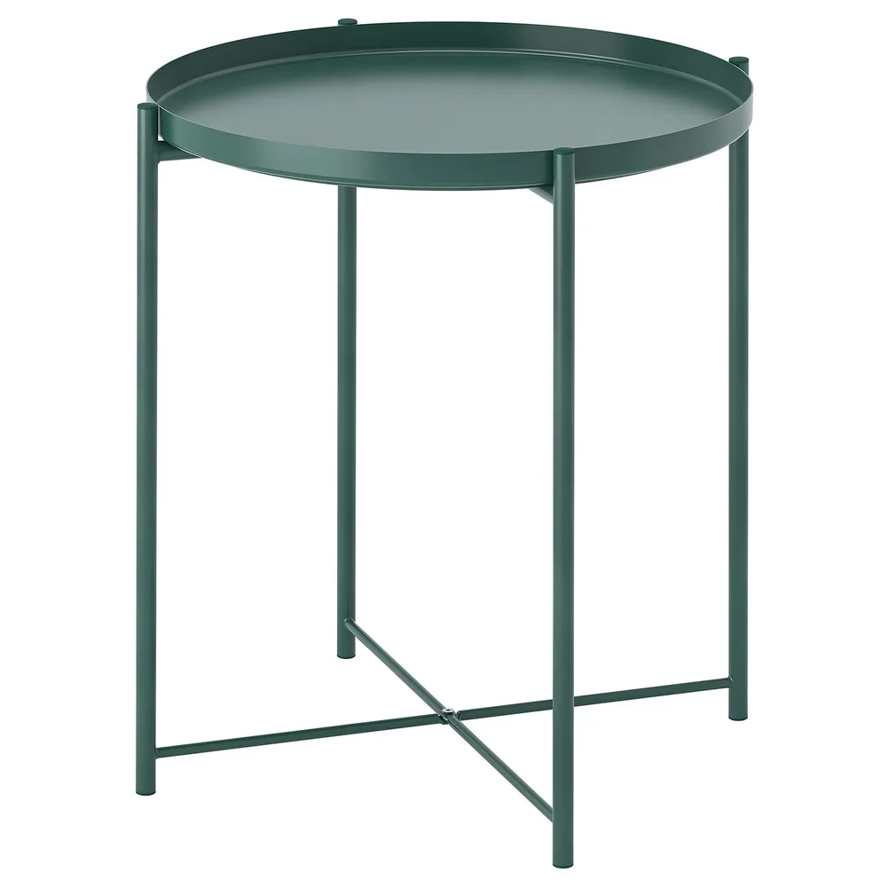 IKEA GLADOM (ИКЕА ГЛАДОМ) — Столик с подносом, тёмный серо-зелёный 45x53 см