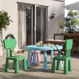 IKEA MAMMUT (ИКЕА МАММУТ) — Стул детский — для дома и улицы, ярко-зелёный — фото 4