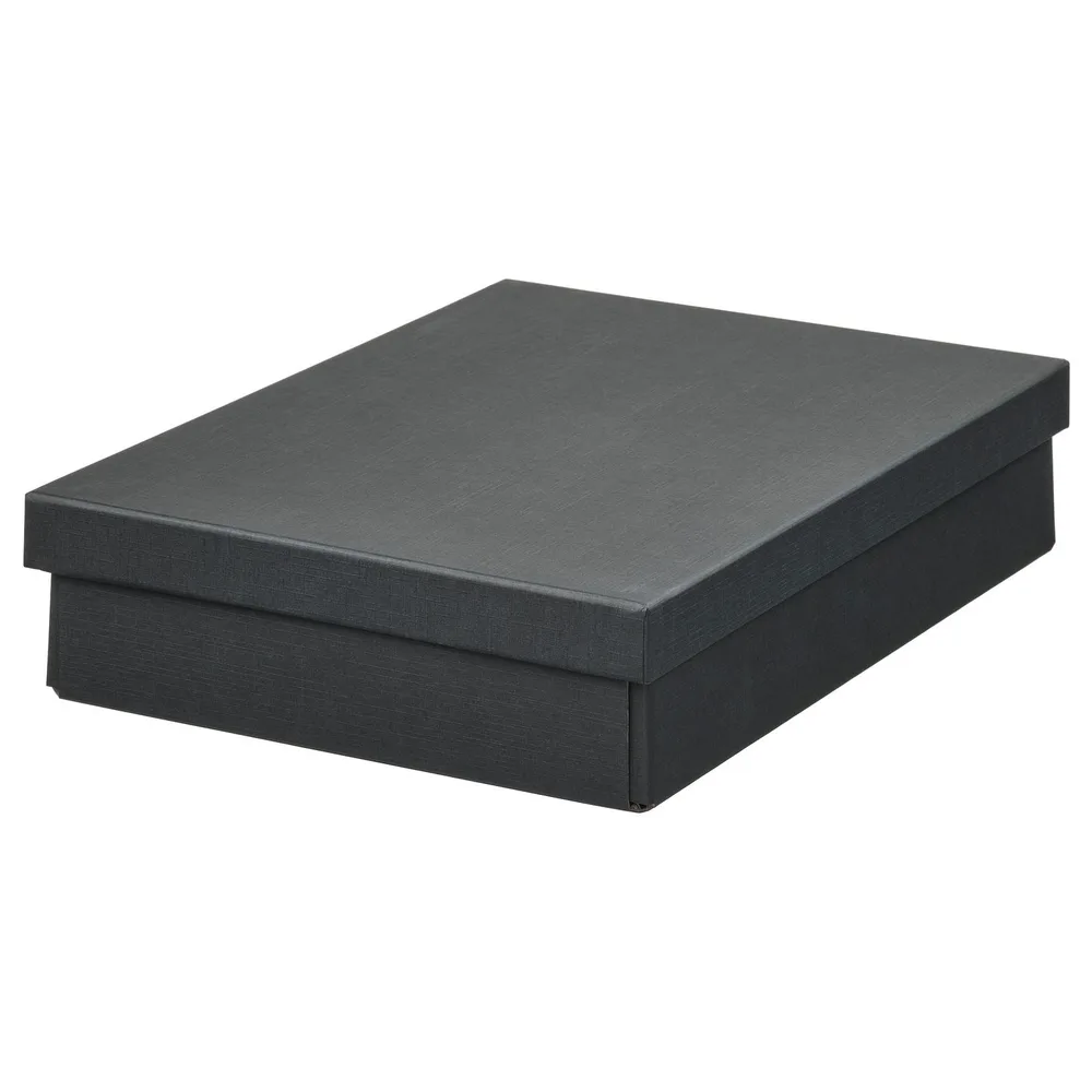 IKEA FJÄDERHARV (ИКЕА ФЙЭДЕРХАРВ) — Коробка с крышкой, антрацит 25x35x8 см