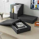 IKEA FJÄDERHARV (ИКЕА ФЙЭДЕРХАРВ) — Коробка с крышкой, антрацит 25x35x8 см — фото 2