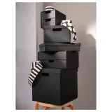IKEA FJÄDERHARV (ИКЕА ФЙЭДЕРХАРВ) — Коробка с крышкой, антрацит 25x35x8 см — фото 8