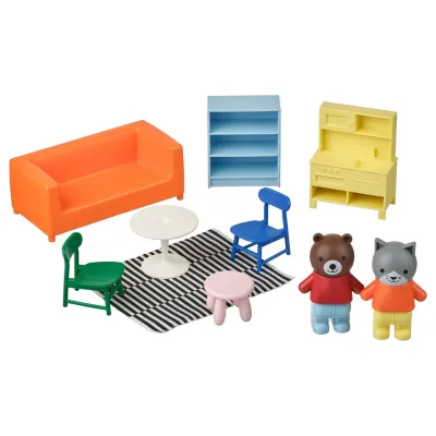 IKEA HUSET (ИКЕА ХУСЕТ) — Мебель и фигурки для кукольного домика, гостиная/кухня разноцветный