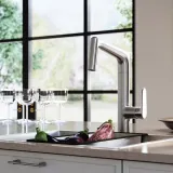 IKEA MAJSJÖN (ИКЕА МАЙШЁН) — Смеситель с выдвижным изливом и душем, стальной — фото 2