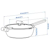 IKEA KLIPPFISK (ИКЕА КЛИППФИСК) — Сковорода-сотейник с крышкой, антипригарное покрытие/стекло/дерево серо-бирюзовый 28 см — фото 7