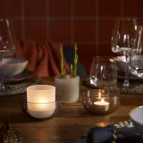 IKEA TALLTITA (ИКЕА ТАЛЛТИТА) — Подсвечник для чайных свечей, 2 шт., серый/матовое стекло — фото 3