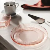 IKEA HAVSGÄDDA (ИКЕА ХАВСГЭДДА) — Тарелка десертная, рисунок в полоску/розовый 21 см — фото 3