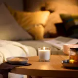 IKEA LOTSFÅGEL (ИКЕА ЛОТСФОГЕЛ) — Свеча ароматическая в стекле, ваниль бледно-бежевый 40 ч — фото 2