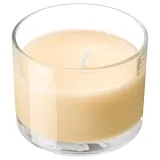 IKEA LOTSFÅGEL (ИКЕА ЛОТСФОГЕЛ) — Свеча ароматическая в стекле, персик светло-оранжевый 20 ч — фото 1