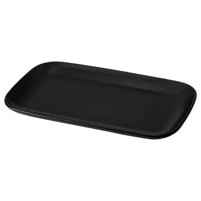 IKEA FÄRGKLAR (ИКЕА ФЭРГКЛАР) — Тарелка, матовая тёмно-серая 30x18 см