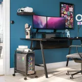 IKEA LÅNESPELARE (ИКЕА ЛОНЕСПЕЛАРЕ) - Тележка для ПК с полкой - чёрная 50x27 см — фото 3