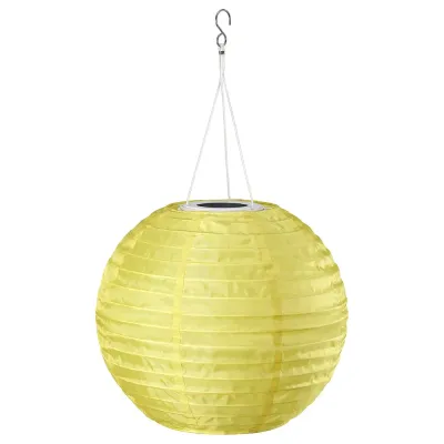IKEA SOLVINDEN (ИКЕА СОЛВИНДЕН) — Подвесной светильник на солнечной батарее LED, для улицы шар/жёлтый 30 см