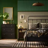 IKEA BRUDKRUSBÄR (ИКЕА БРУДКРУСБЭР) — Пододеяльник с наволочкой, чёрный разноцветный/цветочный узор 150x200/50x60 см — фото 3