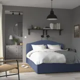 IKEA RAMNEFJÄLL (ИКЕА РАМНЕФЙЭЛЛ) — Чехол для каркаса кровати, Kilanda темно-синий 140х200 см — фото 3