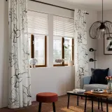 IKEA PELARKÖRSBÄR (ИКЕА ПЕЛАРКЁРСБЭР) — Гардина, 2 шт., белый/черный цветочный узор/на ленте 145х250 см — фото 2