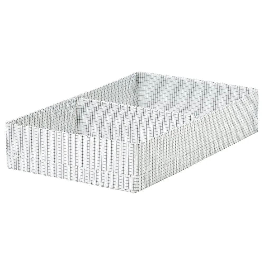 IKEA STUK (ИКЕА СТУК) — Коробка с перегородками, белая/чёрная 32x51x10 см