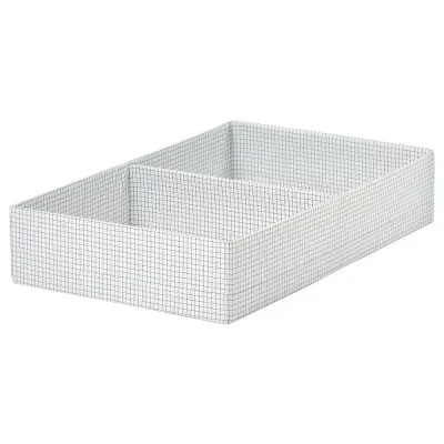 IKEA STUK (ИКЕА СТУК) — Коробка с перегородками, белая/чёрная 32x51x10 см