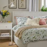 IKEA MATTOXBÄR (ИКЕА МАТТОКСБЭР) — Пододеяльник и наволочка, бледно-голубой цветочный узор 150x200/50x60 см — фото 3
