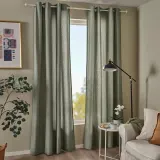 IKEA LENDA (ИКЕА ЛЕНДА) — Занавеска с завязками, 2 шт., светлый серо-зелёный с люверсами 140x260 см — фото 2