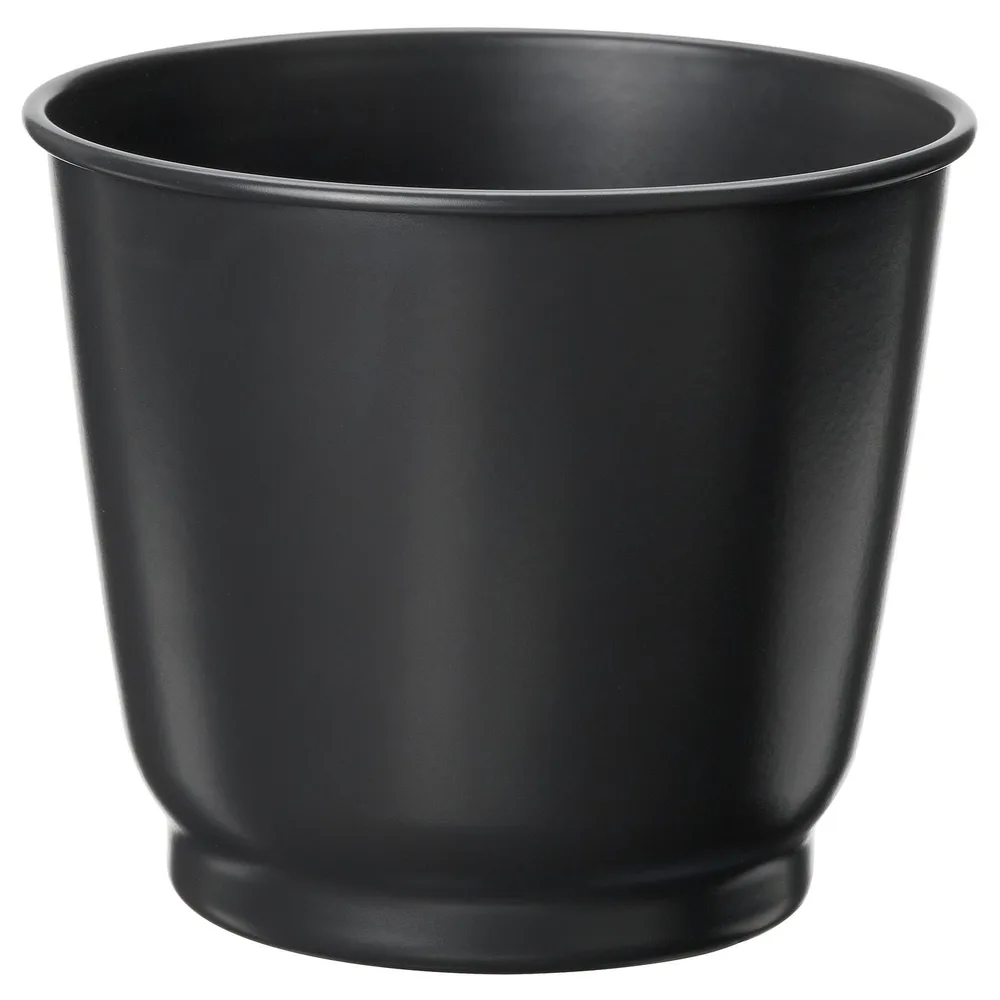 IKEA BROKTRAST (ИКЕА БРОКТРАСТ) — Кашпо для цветов, для дома и улицы/тёмно-серое 9 см