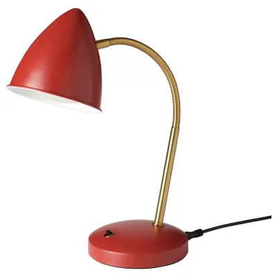 IKEA ISNÅLEN (ИКЕА ИСНОЛЕН) — Лампа настольная светодиодная, красная/цвет латуни