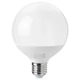 IKEA SOLHETTA (ИКЕА СОЛХЕТТА) — Лампа светодиодная E27 1521 люмен, диммируемая/шар опаловый белый 95 мм — фото 1