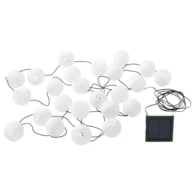 IKEA SOLARVET (ИКЕА СОЛАРВЕТ) — Гирлянда LED, 24 лампочки, для улицы на солнечной батарее/шар белый